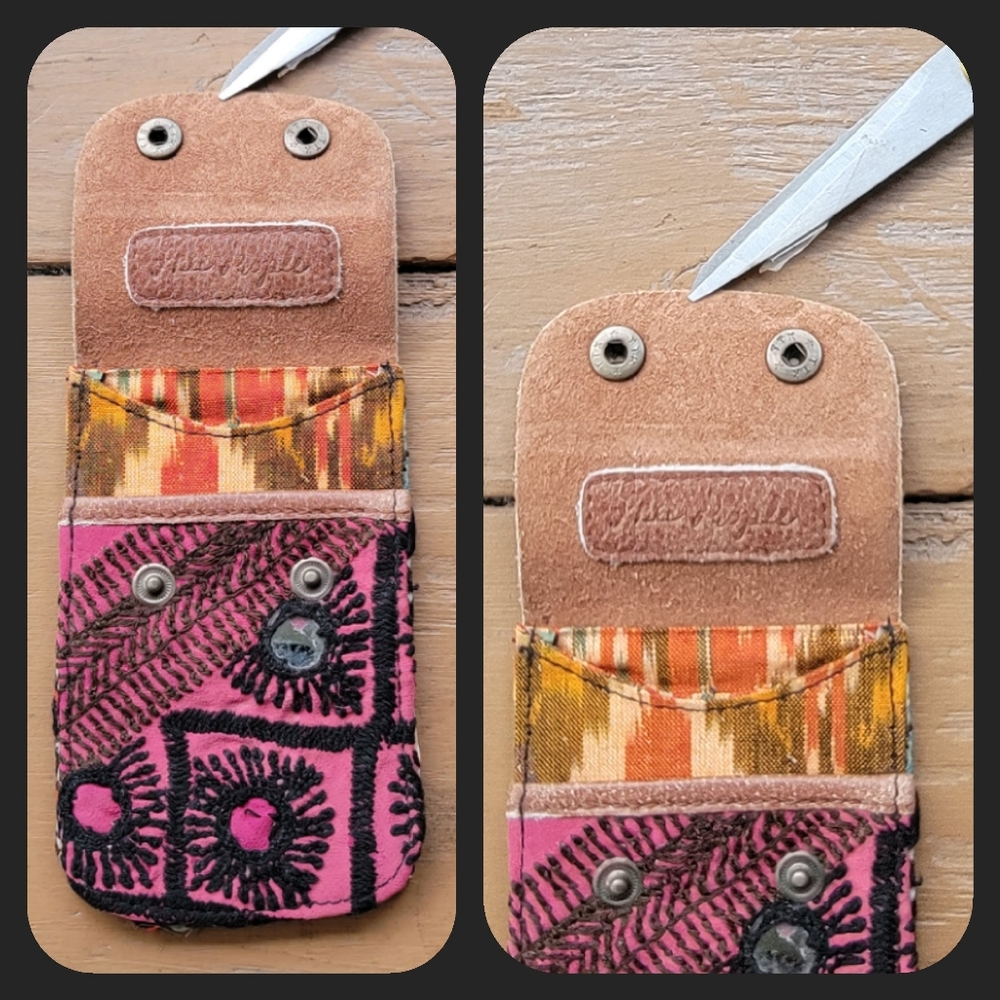 🔮🎱 Free People Boho Embroidered Repurposed vtg banjara hippie Wallet card case - Picture 3 of 16